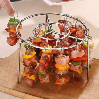 Grătar vertical BBQ pentru friteuză cu aer, din oțel inoxidabil, ușor de curățat