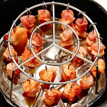 Grătar vertical BBQ pentru friteuză cu aer, din oțel inoxidabil, ușor de curățat