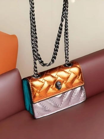 Mini PU crossbody torba s šarenim kristalima, motiv glave orla, dijamantno šivana rombo torba s lančanim remenom