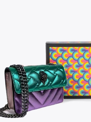 Mini PU crossbody torba s šarenim kristalima, motiv glave orla, dijamantno šivana rombo torba s lančanim remenom