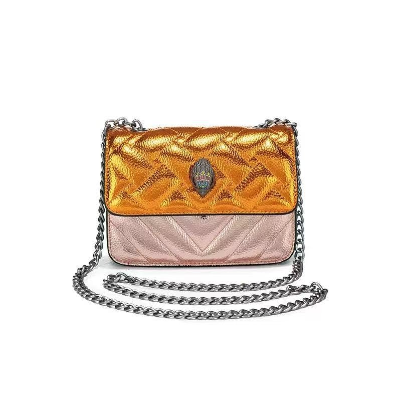 Mini PU crossbody torba s šarenim kristalima, motiv glave orla, dijamantno šivana rombo torba s lančanim remenom