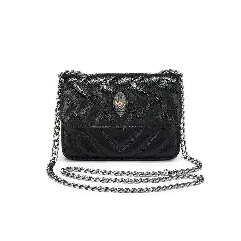 Mini PU crossbody torba s šarenim kristalima, motiv glave orla, dijamantno šivana rombo torba s lančanim remenom