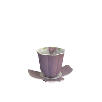 Ceașcă de ceai ceramică, pictată manual cu o peonie mov, pentru uz casnic