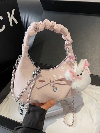 2026 proljeće novi model: plisirana torbica s mašnicom, mala ženska torba u francuskom stilu s lancem, crossbody torba oblaka za svakodnevnu upotrebu