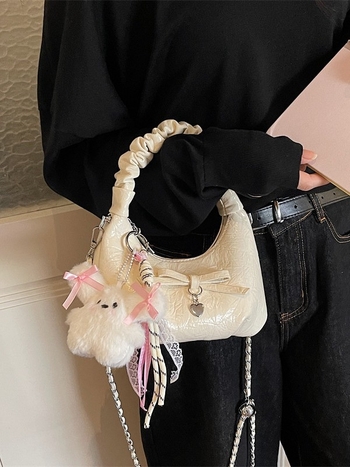 2026 proljeće novi model: plisirana torbica s mašnicom, mala ženska torba u francuskom stilu s lancem, crossbody torba oblaka za svakodnevnu upotrebu