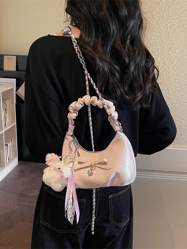 2026 proljeće novi model: plisirana torbica s mašnicom, mala ženska torba u francuskom stilu s lancem, crossbody torba oblaka za svakodnevnu upotrebu