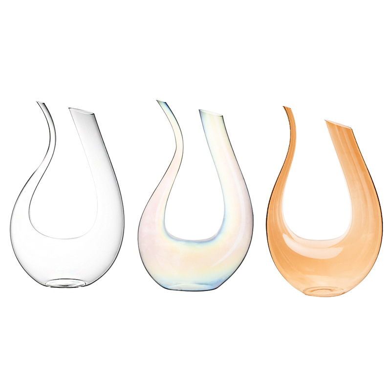 Decantator din cristal în stil european, formă U, pentru vin, cu dop de turnare, design inspirat de harpă