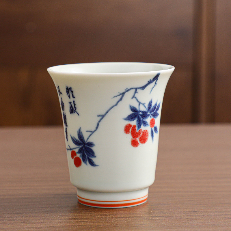 Ceașcă de ceai din porțelan albastru și alb, pictură manuală, pentru degustare Kung Fu, ceașcă ceramică pentru ceai, bol de ceai
