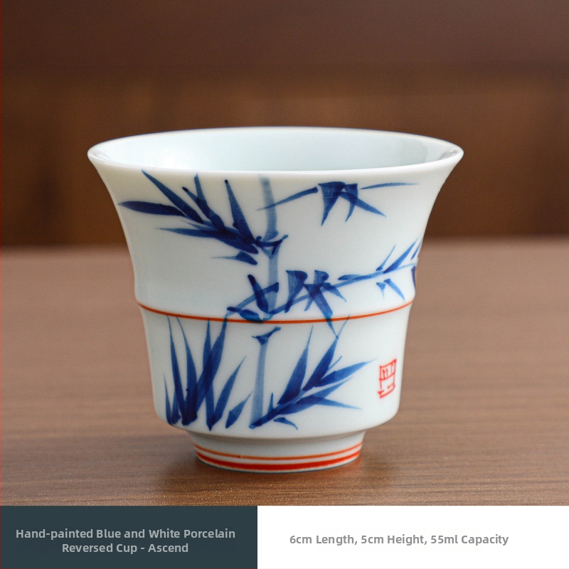 Ceașcă de ceai din porțelan albastru și alb, pictură manuală, pentru degustare Kung Fu, ceașcă ceramică pentru ceai, bol de ceai