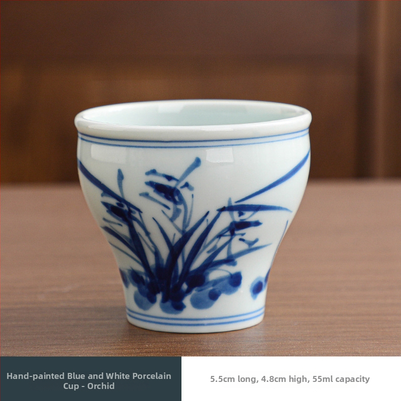 Ceașcă de ceai din porțelan albastru și alb, pictură manuală, pentru degustare Kung Fu, ceașcă ceramică pentru ceai, bol de ceai