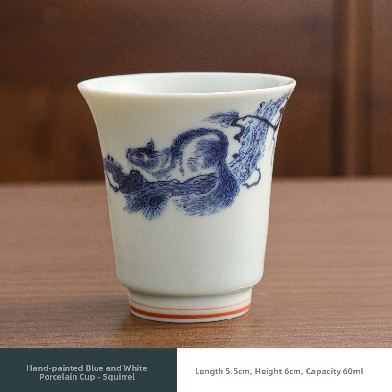 Ceașcă de ceai din porțelan albastru și alb, pictură manuală, pentru degustare Kung Fu, ceașcă ceramică pentru ceai, bol de ceai