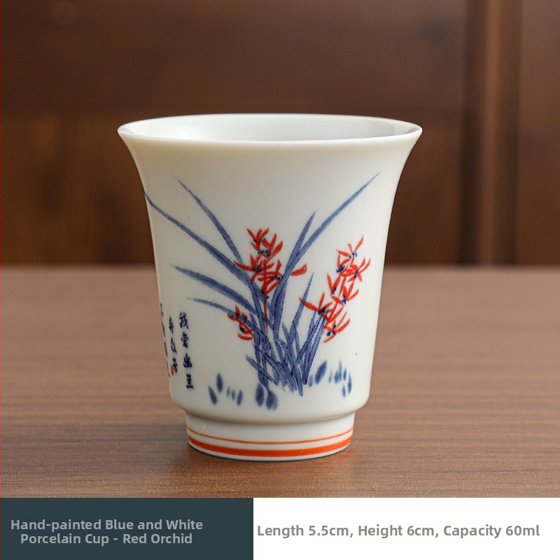 Ceașcă de ceai din porțelan albastru și alb, pictură manuală, pentru degustare Kung Fu, ceașcă ceramică pentru ceai, bol de ceai