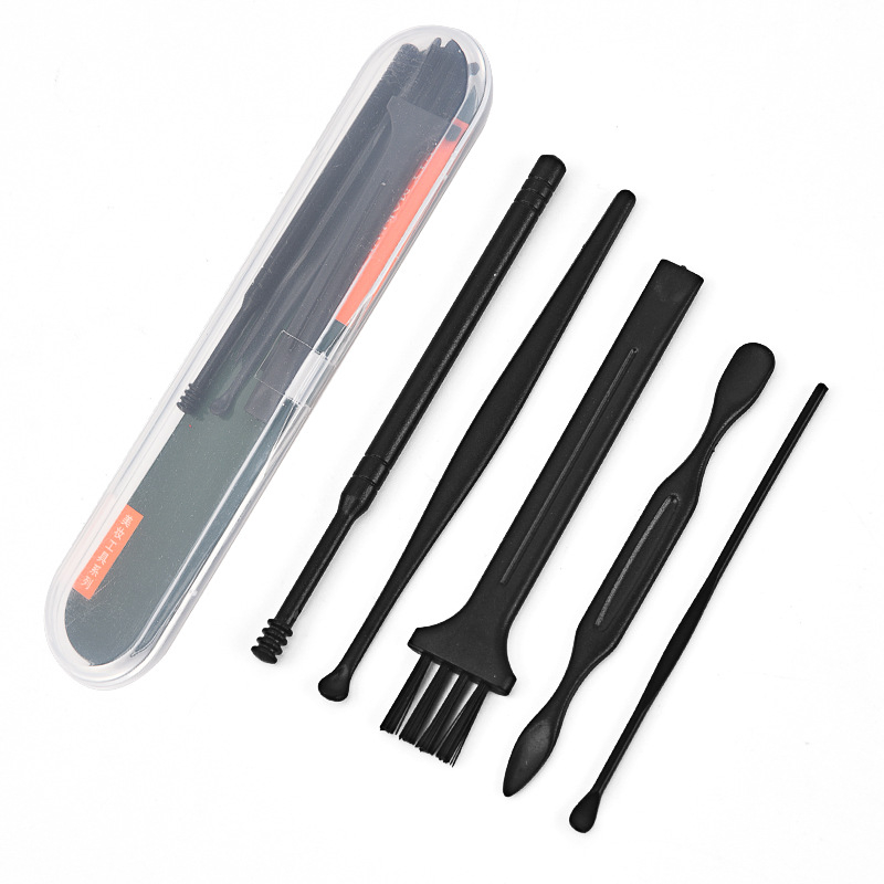 Set de șapte instrumente din oțel inoxidabil pentru curățarea urechilor, cu design spiral