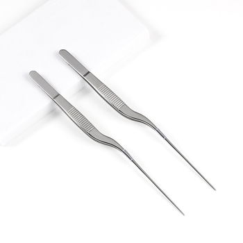 Forceps din oțel inoxidabil, în formă de pistol, lungime 16,5 cm, vârf curbat pentru curățarea urechii și a gâtului, cu vată