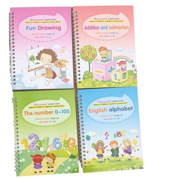 Magiccopybook Dječja knjiga za vježbanje pisanja s kvadratima, engleska verzija, poklon kutija