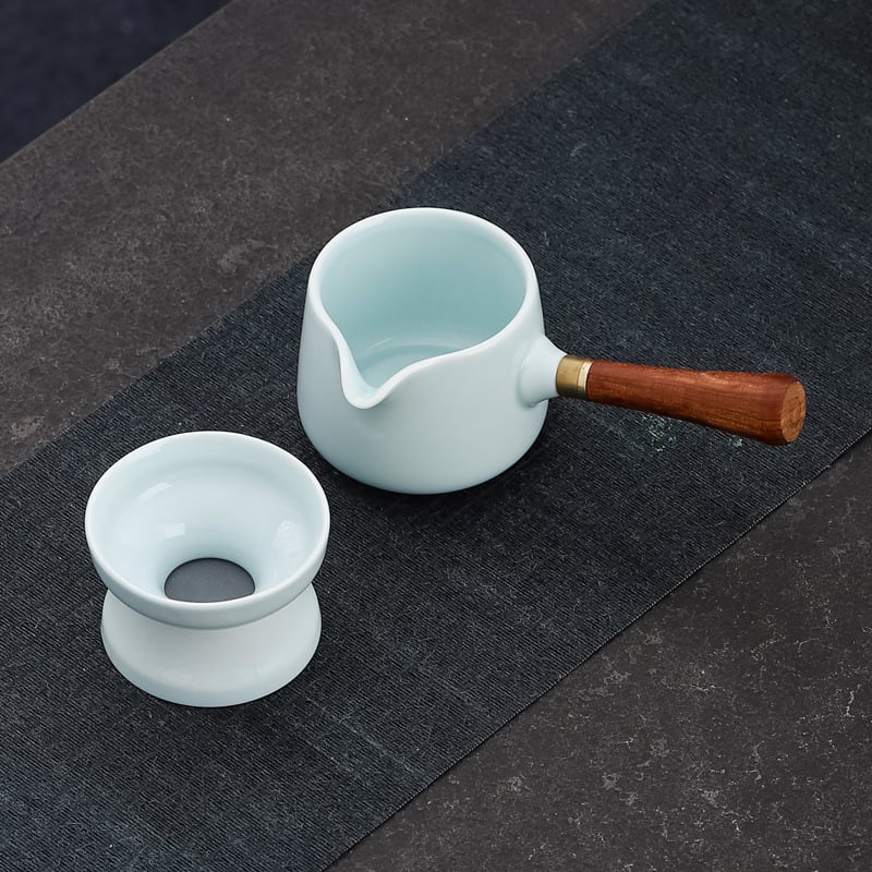 Set de ceai din porțelan alb, ceramic, cu ceașcă de distribuție pentru ceremonia tradițională chineză a ceaiului, 230 ml