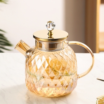 Lanling ceainic din sticlă borosilicată, culoare chihlimbar, capacitate mare, design simplu pentru uz casnic