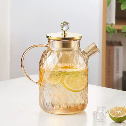Lanling ceainic din sticlă borosilicată, culoare chihlimbar, capacitate mare, design simplu pentru uz casnic