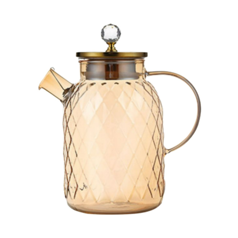 Lanling ceainic din sticlă borosilicată, culoare chihlimbar, capacitate mare, design simplu pentru uz casnic