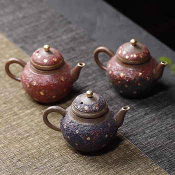 Ceainic ceramic cu formă de pară, în stil chinezesc retro Kung Fu, ceramic cu glazură, design original de Lin Sihui