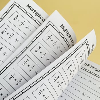 32-stranična vježbenica iz matematike za množljenje i dijeljenje razlomaka, format A4, debeli papir