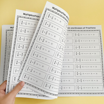 32-stranična vježbenica iz matematike za množljenje i dijeljenje razlomaka, format A4, debeli papir