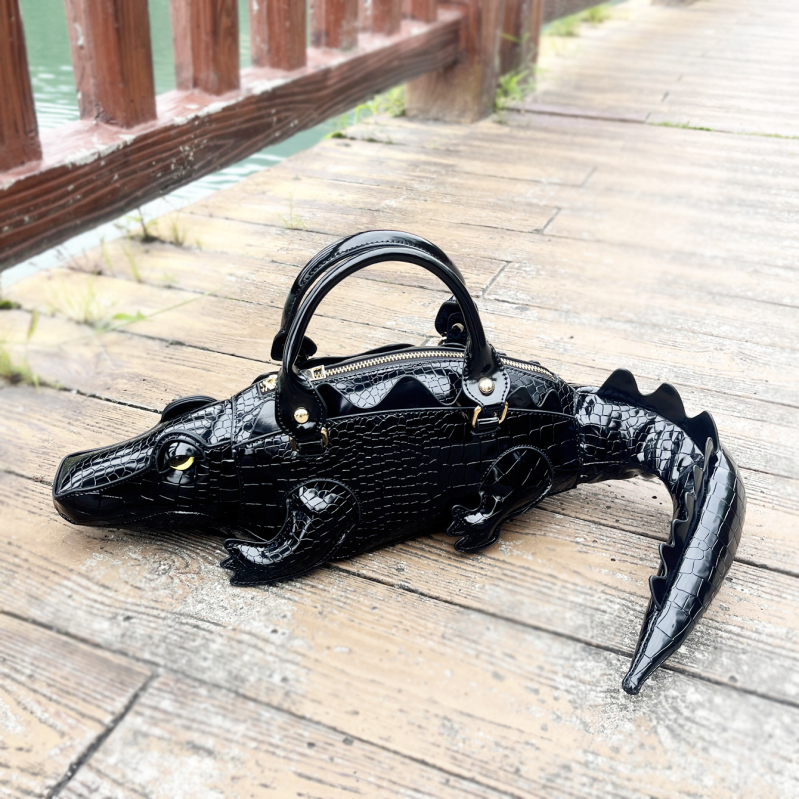 PU kožna ženska torbica s uzorkom krokodila, crossbody torba s jednim remenom, kreativni punk dizajn, 2025