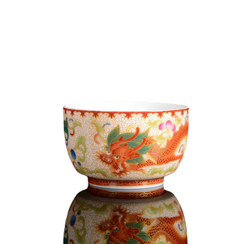 Ceasă de ceai Jianzhan cu dragon și phoenix, ceașcă de porțelan placat cu aur asemănător jadului, set ceramic pentru ceai Kung Fu, stil retro luxos