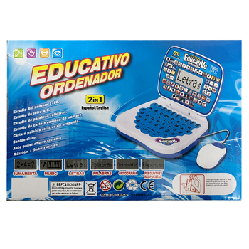 Crtić multifunkcionalno mini sklopivo računalo za učenje engleskog i španjolskog jezika, glazbeni reproduktor, edukativna puzzle igračka za ranu edukaciju (4–6 godina)