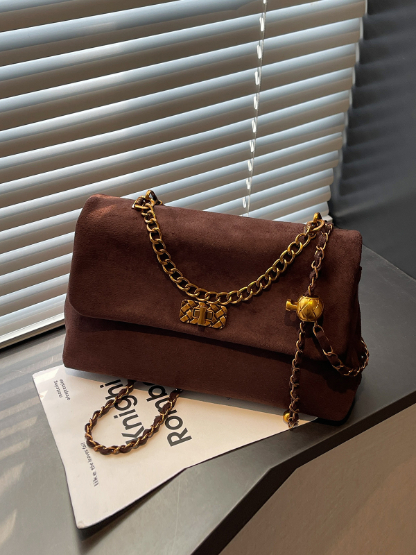 Kaka's House Casual Retro Leopard Print Lančana Crossbody Torba, Velur Materijal, Srednja Veličina, Ženska Dnevna Torba, Ljeto 2025