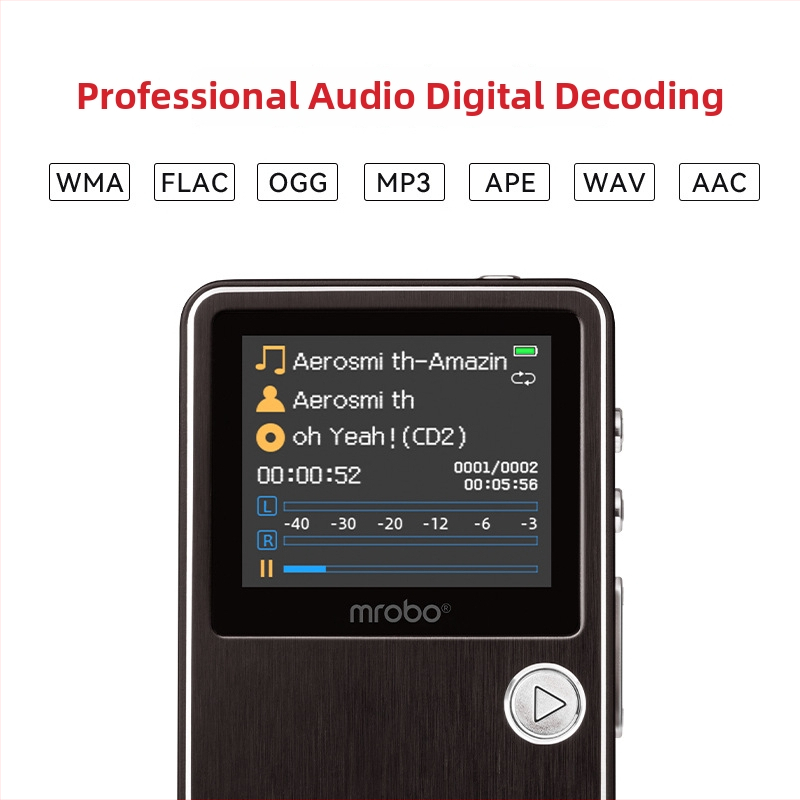 Meibo Mrobo C8 MP3 prehrávač, bezstratová hudba, Walkman štýl, čítačka e-kníh, nahrávanie, opakovanie počúvania angličtiny