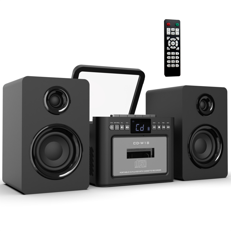 CD плеър със Bluetooth говорител, касетен дек, FM радиоприемник и поддръжка за TF карта — висококачествен звук, режим за учене на английски език