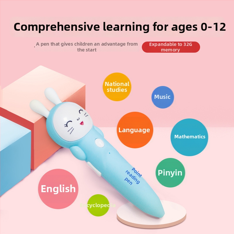 Little Rabbit Reading Pen pentru educație timpurie – alfabetizare în Pinyin și engleză, cu redare vocală