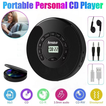 Портативен CD плеър с двойно Bluetooth и двойни стерео говорители, USB аудио възпроизвеждане