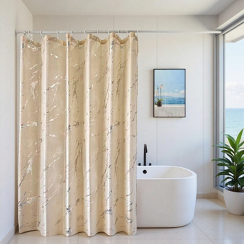 Cortină de duș impermeabilă pentru baie, cu model marmorat, accente din folie argintie și aurie, trei culori disponibile, stil Nordic, poliester
