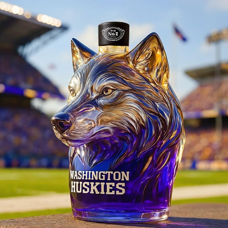 Sticlă de whisky cu formă de husky, din sticlă borosilicat de înaltă calitate, decanter creativ, 301–400 ml