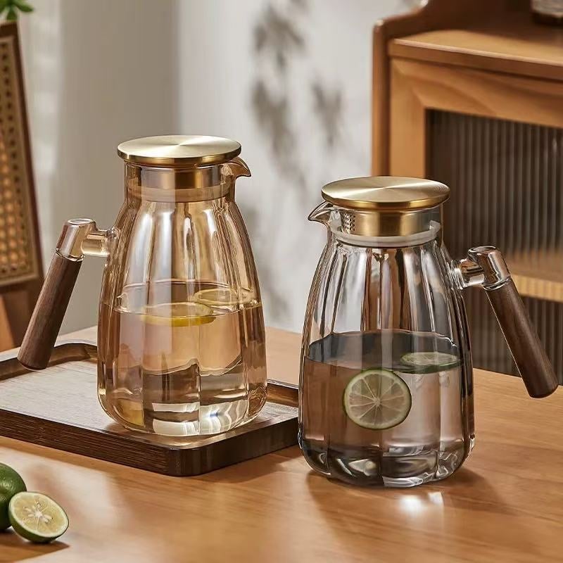 Sticlă borosilicată pentru apă rece, capacitate mare, infuzor de ceai