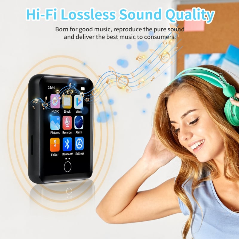 Fém MP3 lejátszó Bluetooth-tal, 2,4 colos érintőképernyővel, MP4-lejátszás, veszteségmentes hangzás, TF-kártya támogatás, külső hangszóró