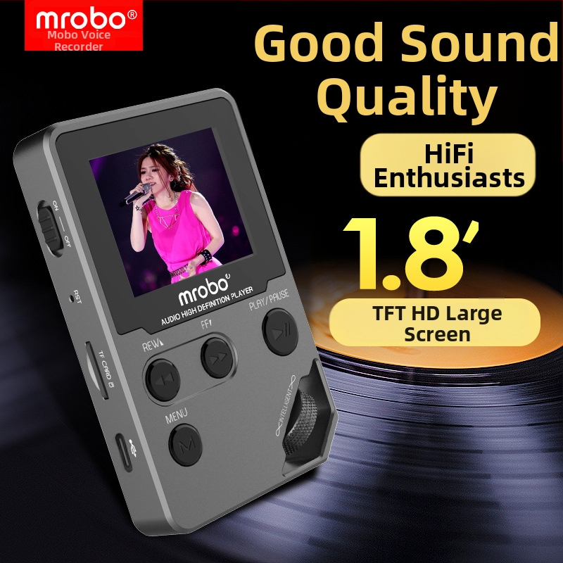 Mrobo C5 Lossless HiFi Bluetooth Hudobný Walkman, MP3, Opakovanie počúvania po anglicky