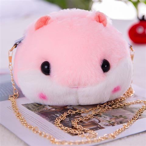 Pliš mini torbica s lancem, crossbody, slatka hamster pliš, torbica za telefon i novčanik