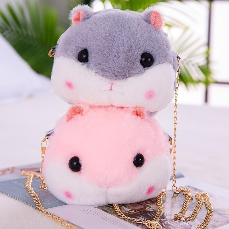 Pliš mini torbica s lancem, crossbody, slatka hamster pliš, torbica za telefon i novčanik