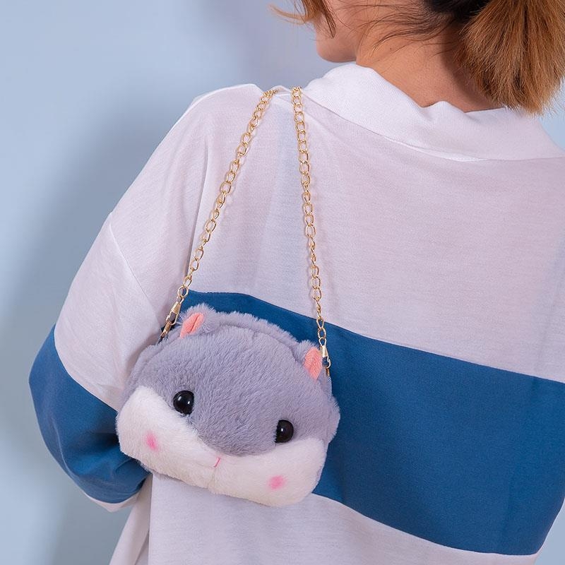 Pliš mini torbica s lancem, crossbody, slatka hamster pliš, torbica za telefon i novčanik
