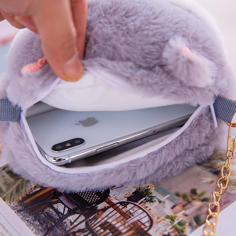 Pliš mini torbica s lancem, crossbody, slatka hamster pliš, torbica za telefon i novčanik