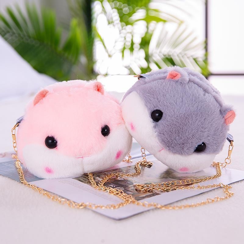 Pliš mini torbica s lancem, crossbody, slatka hamster pliš, torbica za telefon i novčanik
