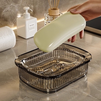 Recipient transparent pentru săpun, uz casnic, dimensiune mare, model nou 2025, design creativ luxos, cu drenaj în două niveluri