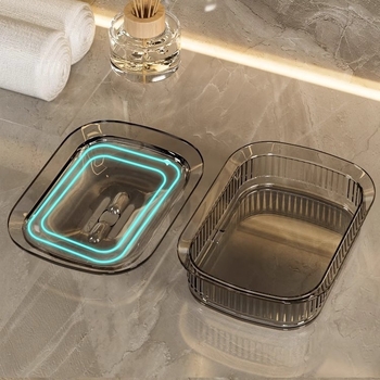Recipient transparent pentru săpun, uz casnic, dimensiune mare, model nou 2025, design creativ luxos, cu drenaj în două niveluri