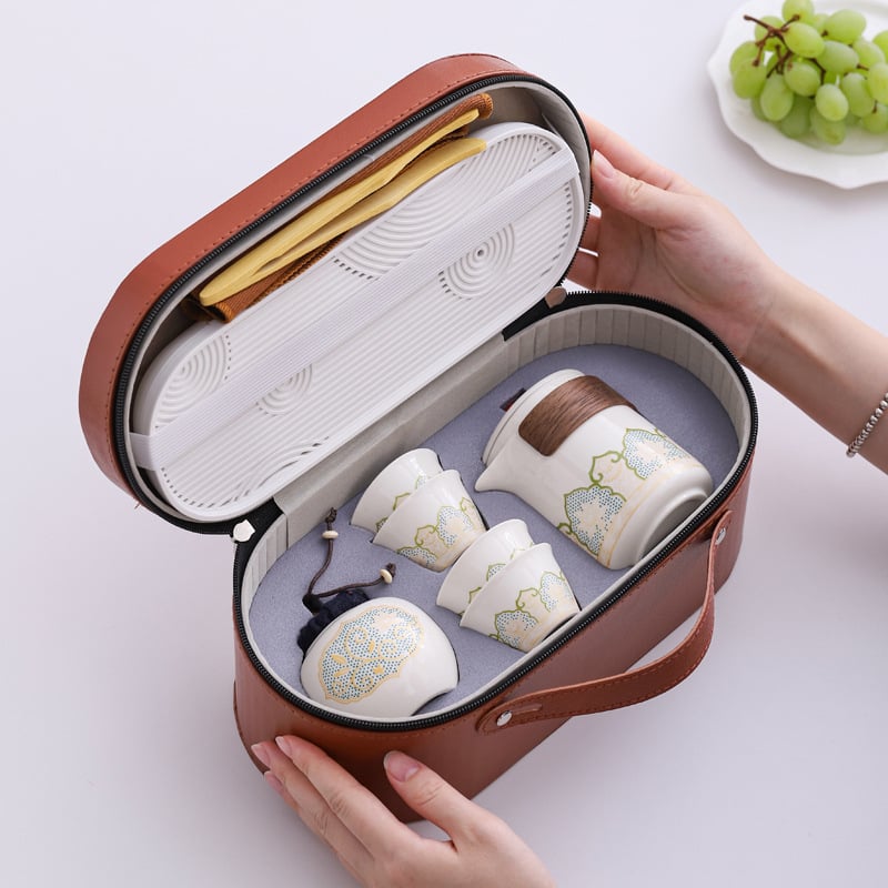 Set de ceai de călătorie din ceramică cu ceașcă portabilă și ceainic – cadou de afaceri, suvenir