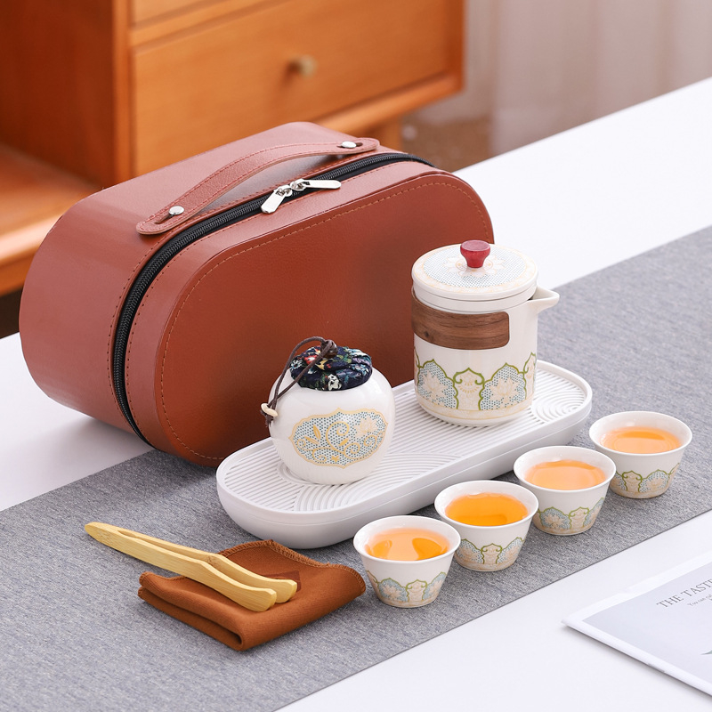 Set de ceai de călătorie din ceramică cu ceașcă portabilă și ceainic – cadou de afaceri, suvenir