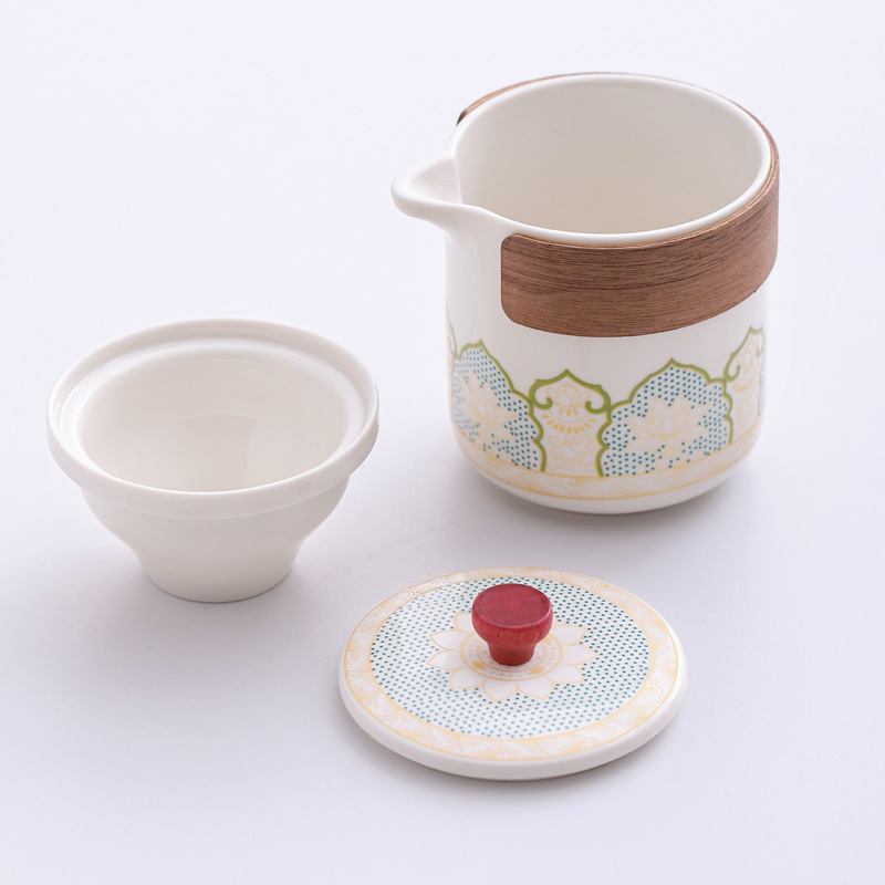 Set de ceai de călătorie din ceramică cu ceașcă portabilă și ceainic – cadou de afaceri, suvenir