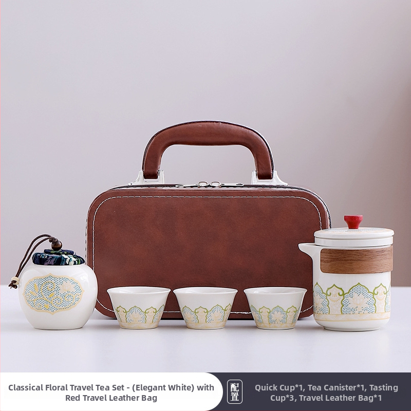 Set de ceai de călătorie din ceramică cu ceașcă portabilă și ceainic – cadou de afaceri, suvenir